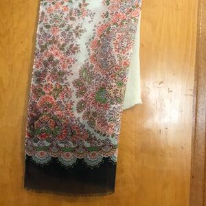 JCrew Floral Patterned Scarf with Navy blue Border